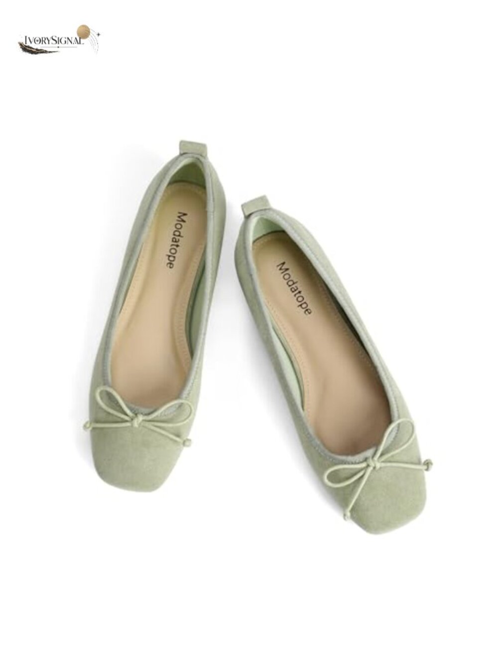 Ballet Flats Women's Bowknot Faux Suede Slip-On Square Toe Comfortable Dress